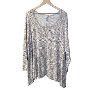 Women’s 𝅺Catherines beige gray space dye shark bite hem top